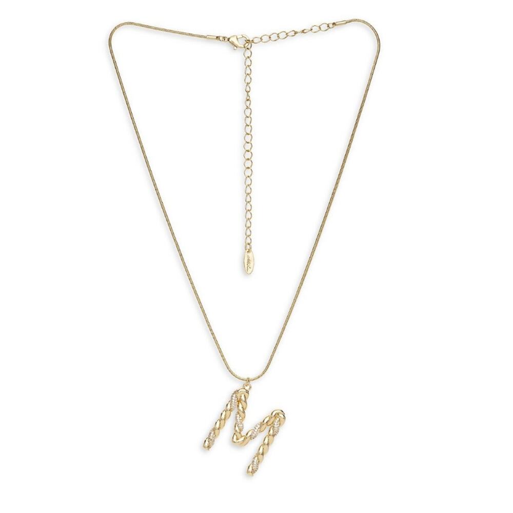NEW ETTIKA ANTHROPOLOGY 18K Goldplated Twisted Crystal Initial Necklace M
